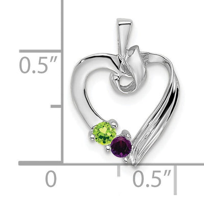 14K White Gold 2 Genuine Stone Family Pendant, 19 x 13mm