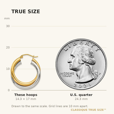 14K Two-tone Double Hoop Earrings