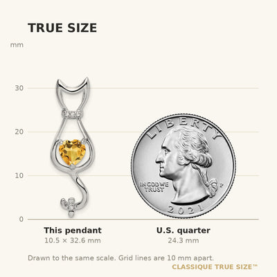 14K White Gold Citrine and Diamond Cat Pendant
