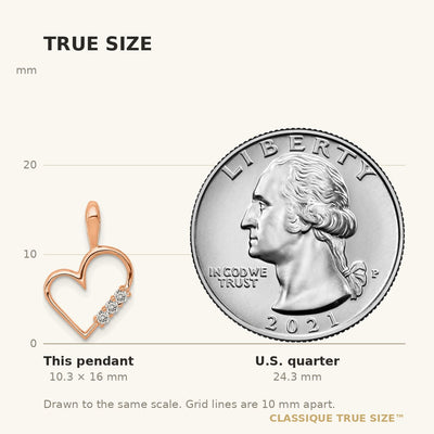 14K Rose Gold AA 1/. Diamond Heart Pendant