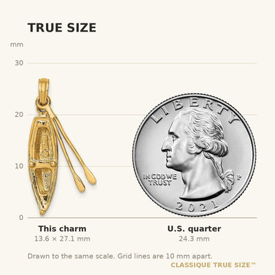 14K 3-D Boat W/Dangling Oars Charm