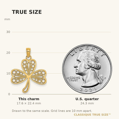 14K Filigree 3-Leaf Clover Charm