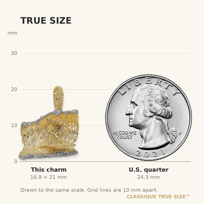 14K & Rhodium 3-D Surfer In Wave Charm