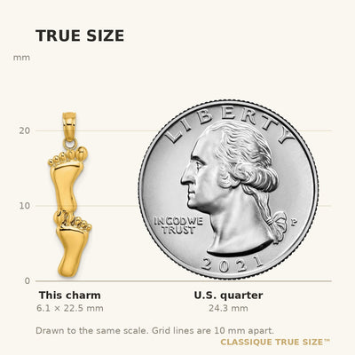 14K Polished Double Vertical Feet Charm