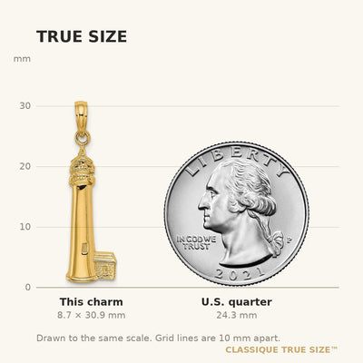 14K Polished CAPE MAY Lighthouse Charm