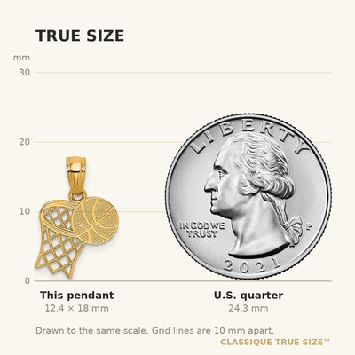 14K Basketball and Hoop Pendant
