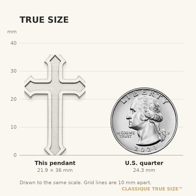 14K White Gold Passion Cross Pendant, 36 x 19mm