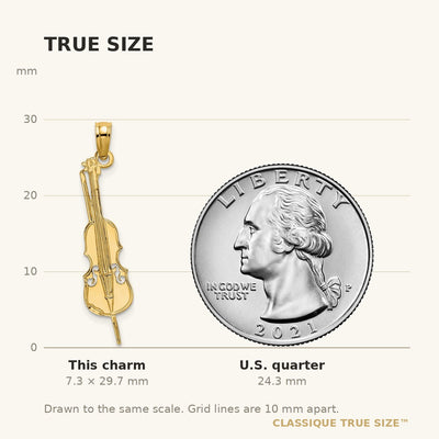 14K Polished Engraved Upright Bass Charm