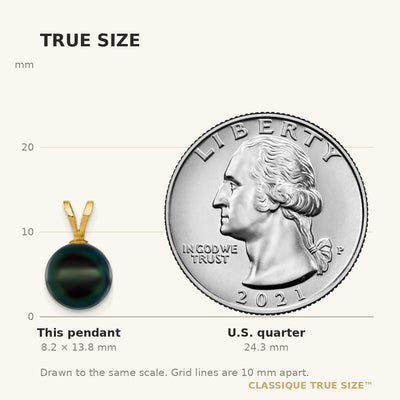 14K Black Round Akoya Saltwater Cultured Pearl Pendant