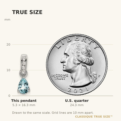 14K White Gold Pear Aquamarine and Diamond Pendant