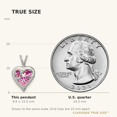 14K White Gold Creat. Pink Sapphire/Diamond MOM Heart Pendant