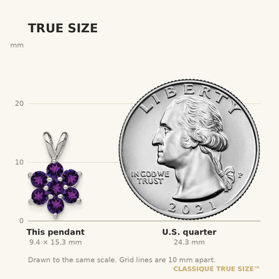 14K White Gold Amethyst Floral Pendant