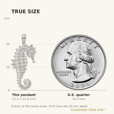 De-Ani Sterling Silver Rhodium-Plated Polished and Textured 3D Sea Horse Pendant