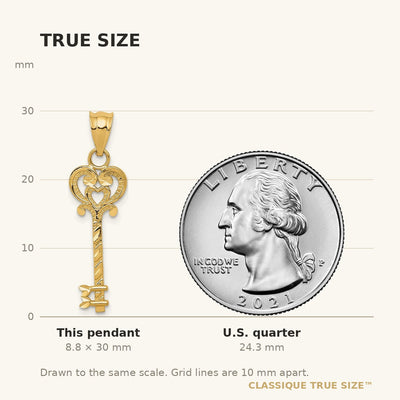 14K Diamond-cut Key Pendant