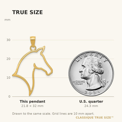 14K Polished Cut Out Horse Head Pendant