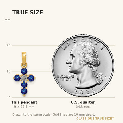 14K Sapphire and Diamond Cross Pendant