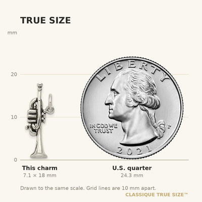 Sterling Silver Antiqued Trumpet Charm