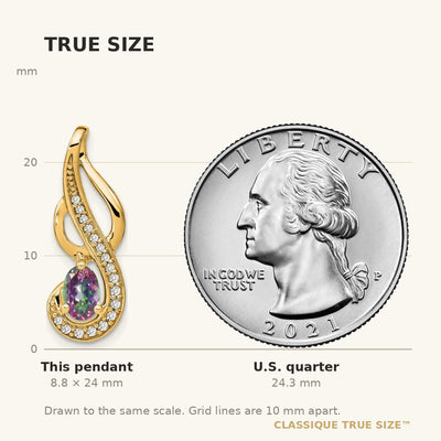 14K Mystic Fire Topaz and Diamond Swirl Pendant