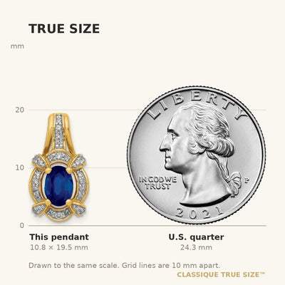 14K Diamond and Oval Sapphire Fancy Vintage Pendant