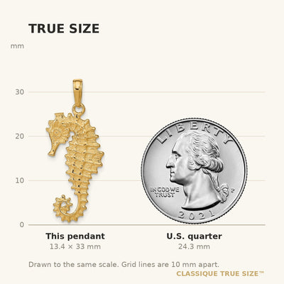 14K 3-D Seahorse Pendant