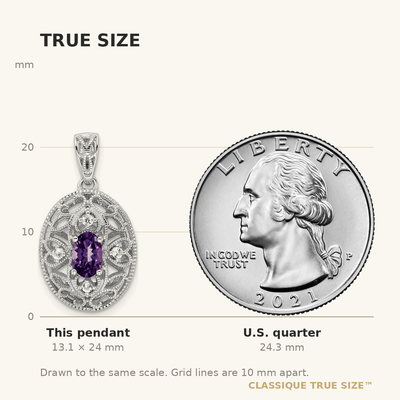 Sterling Silver Rhodium-plated Oval Amethyst and White Topaz Pendant