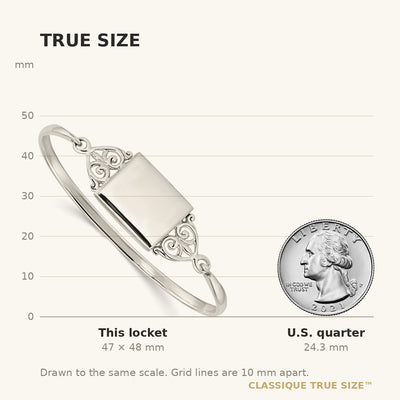 Sterling Silver Polished Rectangular Locket Bangle