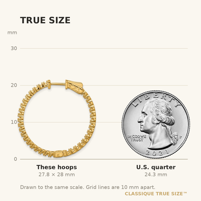 14K Round Hoop w/Safety Clasp Earring Mountings, 28 x 28mm (1989)