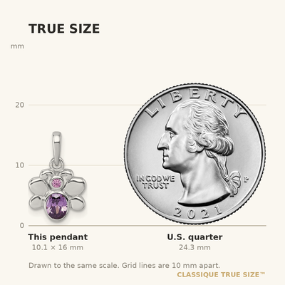 Sterling Silver Rhodium-plated Polished Pink And Purple CZ Butterfly Pendant