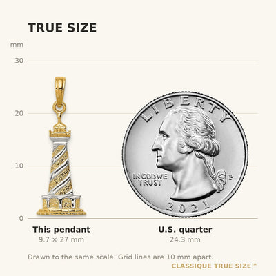 14K and Rhodium Cape Hatteras Lighthouse Pendant