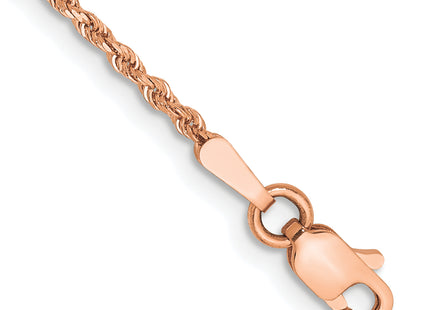 14K Rose Gold Diamond-cut Rope with Lobster Clasp Anklet, 10 x 1.75mm
