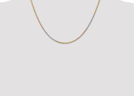 14K Tri-colored Diamond-cut Rope with Lobster Clasp Chain (Style 012TC-18)
