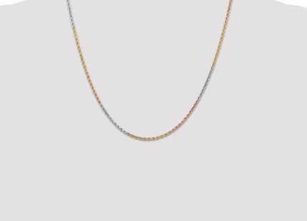 14K Tri-colored Diamond-cut Rope with Lobster Clasp Chain (Style 012TC-20)