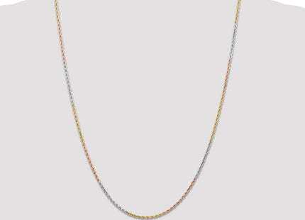14K Tri-colored Diamond-cut Rope with Lobster Clasp Chain (Style 012TC-24)