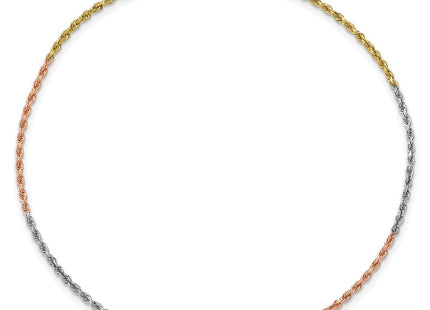 14K Tri-colored Diamond-cut Rope with Lobster Clasp Chain (Style 012TC-7)