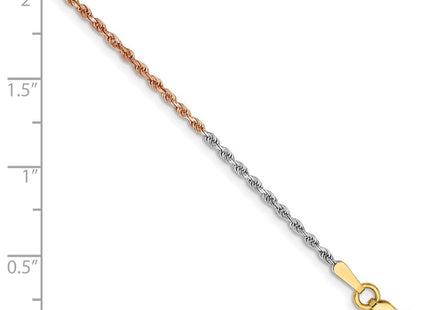 14K Tri-colored Diamond-cut Rope with Lobster Clasp Chain (Style 012TC-7)