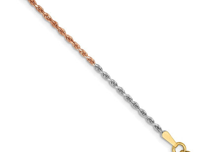 14K Tri-colored Diamond-cut Rope with Lobster Clasp Chain (Style 012TC-7)