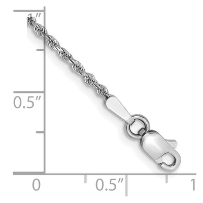 14K White Gold Diamond-cut Rope with Lobster Clasp Chain, 1 x 1.5mm