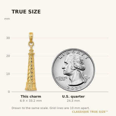 14K 2-D Cape Hatteras Lighthouse Charm