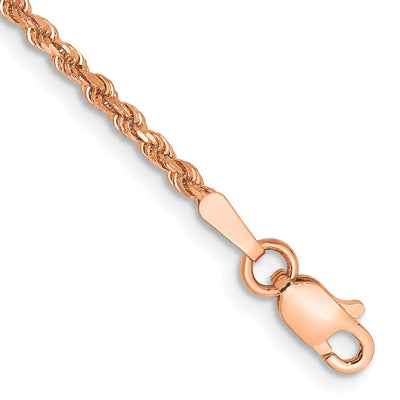 14K Rose Gold Diamond-cut Rope with Lobster Clasp Anklet
