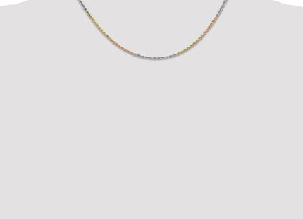 14K Tri-colored Diamond-cut Rope with Lobster Clasp Chain (Style 014TC-16)