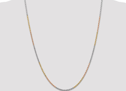 14K Tri-colored Diamond-cut Rope with Lobster Clasp Chain (Style 014TC-24)