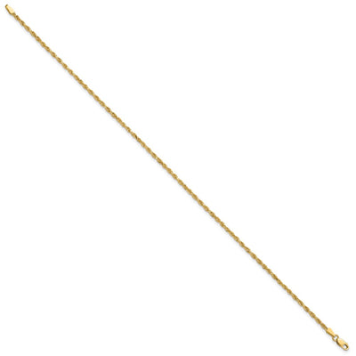 14K Diamond-cut Rope with Lobster Clasp Anklet, 9 x 2mm