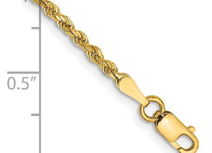 14K Diamond-cut Rope with Lobster Clasp Anklet, 9 x 2mm