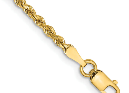 14K Diamond-cut Rope with Lobster Clasp Anklet, 9 x 2mm