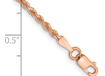 14K rose gold rope link anklet, alternate view