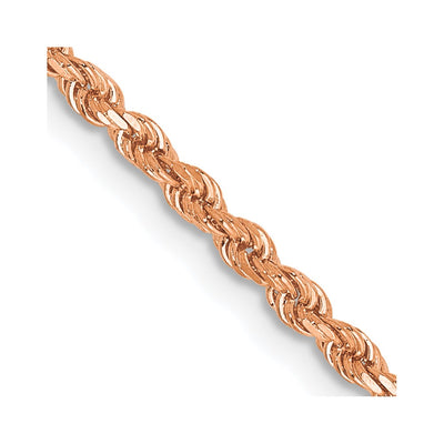 14K Rose Gold Diamond-cut Rope with Lobster Clasp Anklet