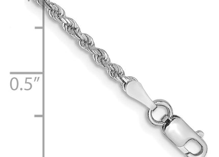 14K white gold rope link anklet, alternate view