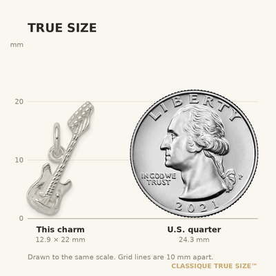 Sterling Silver Rhodium-plated Electric Guitar Charm