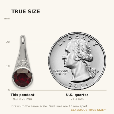 Sterling Silver Rhodium-plated w/CZ and Garnet Pendant