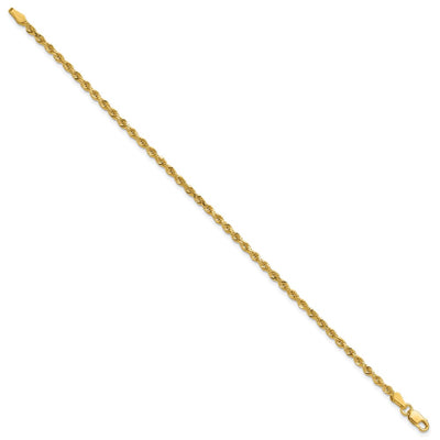 14K Diamond-cut Rope with Lobster Clasp Anklet, 9 x 2.25mm